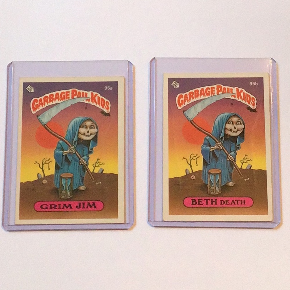 Garbage Pail Kids Grim Jim 95 a  and Beth Death 95 b  Cards